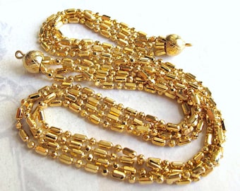 Vintage Gold Plated Ball Chain Multistrand Necklace Finding (15 Inches) (1x) (C609)