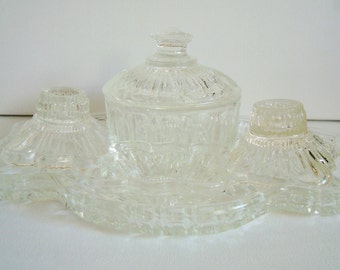 Clear glass vanity set for vintage dressing table set