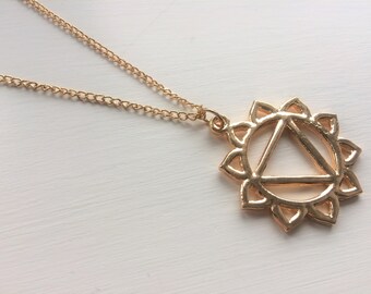 Gold Solar Plexus Chakra Necklace Manipura Chakra Sparkling Jewel Yoga Boho Meditation Jewellery