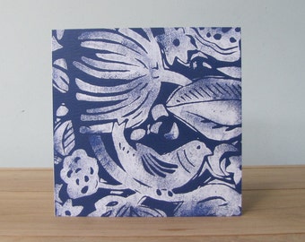 Card called Hidden Bird in dark blue