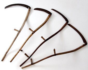 antique scythes, primitive farmhouse scythe collection