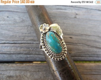 ON SALE Turquoise ring handmade in sterling silver by an American Indian