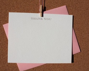 Thank You Letterpress Note & Envelope, Set of 6