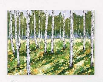 Colorado art, Aspen tree painting, Birch Tree art, Palette knife, Forest painting, Oil Painting, Landscape art, Tree painting, Birch Decor