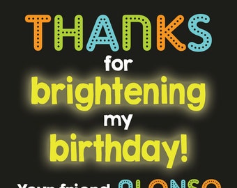 Neon party stickers / favor tags (printable file) design shown ~ Glow Printable Birthday Party Digital File