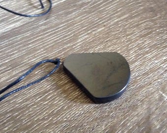 Handmade Leather & Shungite Pear Necklace