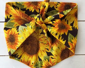 The Summer Sunflowers bandana - black, gold, yellow, sunflowers