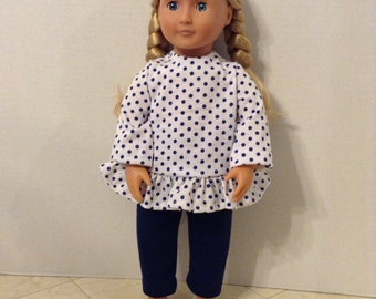 Polka dot top & leggings for 18 inch doll