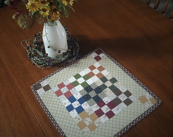 Quilted Table Topper / Primitive Table Topper / Quilted Table Mat / Country Table Topper / Quilted Candle Mat / Handmade