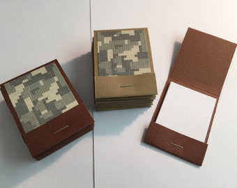 20 Matchbook Notepads Matchbook Favors - Camo, Handmade