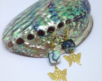 Butterfly earrings with abalone/paua shell