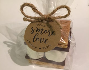 S'more Favor Kit, S'more Love, Customized Circle Tags, Clear Treat Bags, Jute