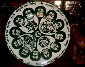 1972 Vintage Bill Brown Mount Clemens Four Seasons Calender Plate
