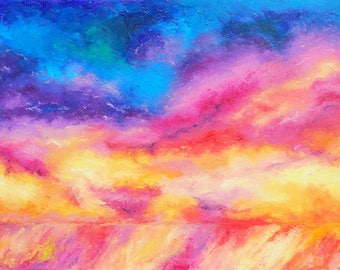 Lightly Textured Purple and Yellow Oil Painting Abstract