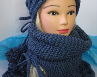 Set headband/loop scarf knitted