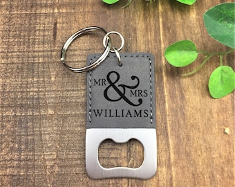 Personalized Bottle Opener Keychain - Mr & Mrs Bottle Opener - Customized - Wedding Gift - Bottle Opener - Keychain - Anniversary Gift