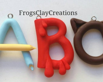 Custom polymer clay initials