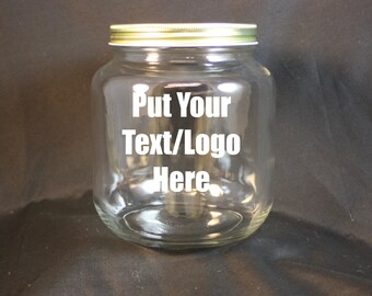 Personalized Jar, Cookie Jar, Treat Jar, Personalized Half Gallon Container, Etched Glass, Sand Etched Image