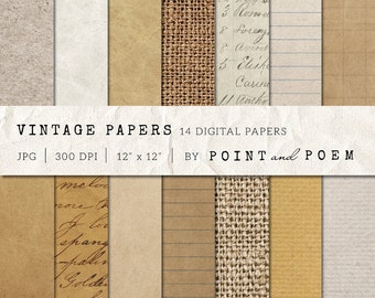 50% OFF SALE Digital Papers, Kraft Papers, Old Vintage, Backgrounds, Antique Notebook Paper, Crumpled, Brown - Commercial Use