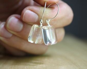 Rock Crystal Earrings Dangle . Clear Crystal Earrings Sterling . Healing Crystal Earrings . Crystal Quartz Earrings NEW