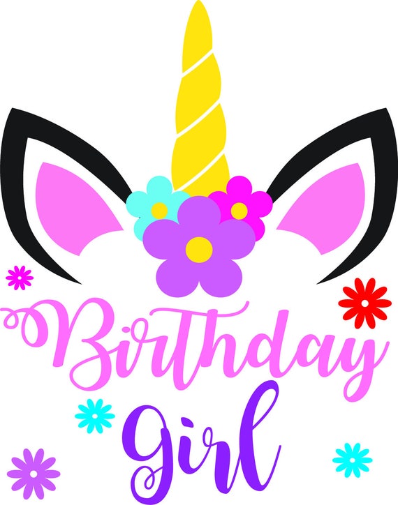 Download cute flower unicorn Bithday Girl princess svg Hipster Svg PNG