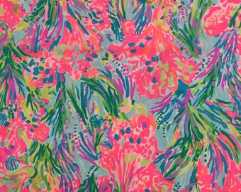 multi fan sea pants poplin cotton fabric square 18"x18" ~ lilly pulitzer