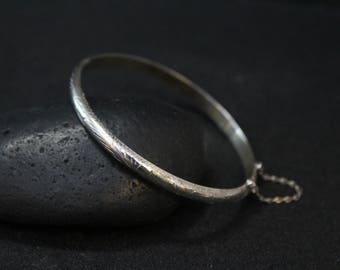 Sterling Silver Etched Hinged Bangle Bracelet, Sterling Hinged Bangle, Simple Sterling Bangle Bracelet, Hinged Bracelet, Thin Silver Bangle