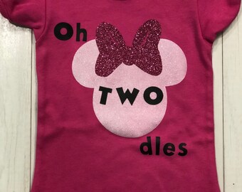 Oh two dles shirt, minnie birthday shirt, Minnie Mouse birthday shirt, second birthday shirt