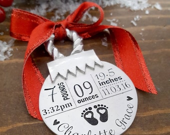 New Baby Christmas Ornament | Personalized Baby Ornament | New Baby Gift | Baby Stats Ornament | New Baby Ornament | Baby's First Christmas