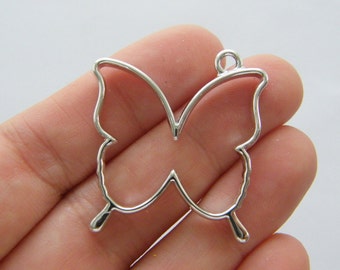 2 Butterfly charms silver tone A621