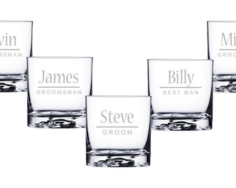 Personalized Glasses, Custom Whiskey Glasses, Groomsmen Gifts, Engraved Gift, Wedding Favor, Custom Whiskey Glasses, Set of Whiskey Glasses