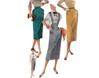 50s uncut Pencil Skirt pattern Steampunk Midriff Band Skirt vintage 34-26-35 Waist 26 Suspenders Slim Skirt pattern Simplicity 1423