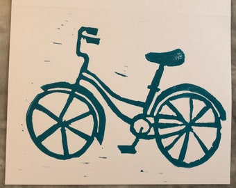 Teal Bike Blank Cards and Envelopes