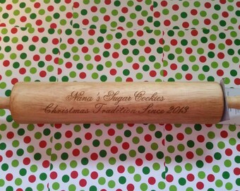 Personalized Laser Engraved wood rolling pin Nana's Sugar Cookies Christmas Tradition grandmother's day gift