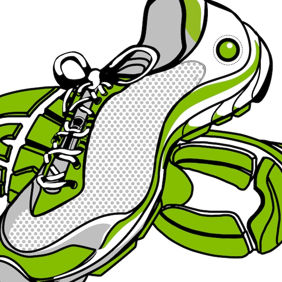 Athletic Shoe Clip Art - Running Shoe Clipart, Marathon Clipart