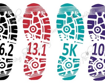 Shoe Print Marathon, Half Marathon, 5K, 10K, 15K, 20K, 25K, 30K Running Decal /Sticker for Car, Laptop or any non painted surface