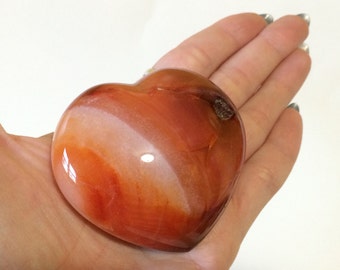 Carnelian Heart, Crystal Puffy Heart, Gemstone, Mineral, Sacral Chakra