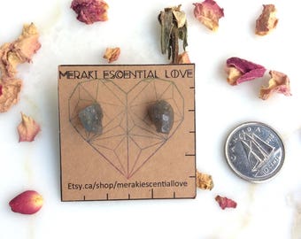 Labradorite Earrings. Raw Labradorite Earring Studs. Boho jewelry.