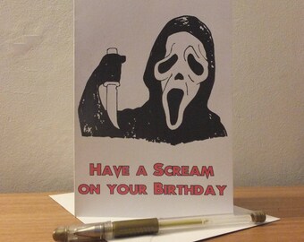 Scream Film Birthday Greetings Card - Geeky Cult Film Reference