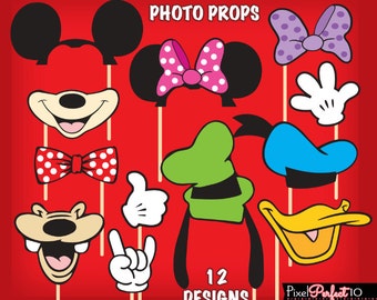 MICKEY MOUSE Photo Booth Props, Mickey Mouse birthday, Mickey Mouse party, Mickey Mouse DIGITAL photo props, Mickey Mouse Clubhouse, Minnie