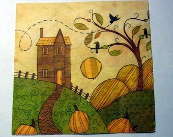 Decoupage Napkins, vintage paper napkins, house and garden