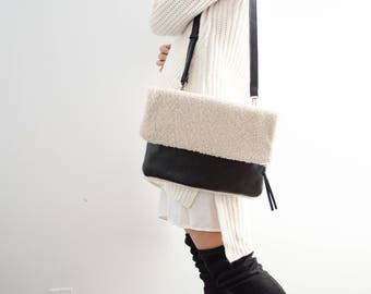 Shearling Clutch - Cream
