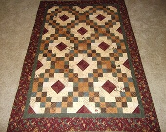 Rich and Bold Burgandy Patchwork Quilt