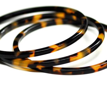 Classic Tortoise Shell Set of 3 Acetate Bangles