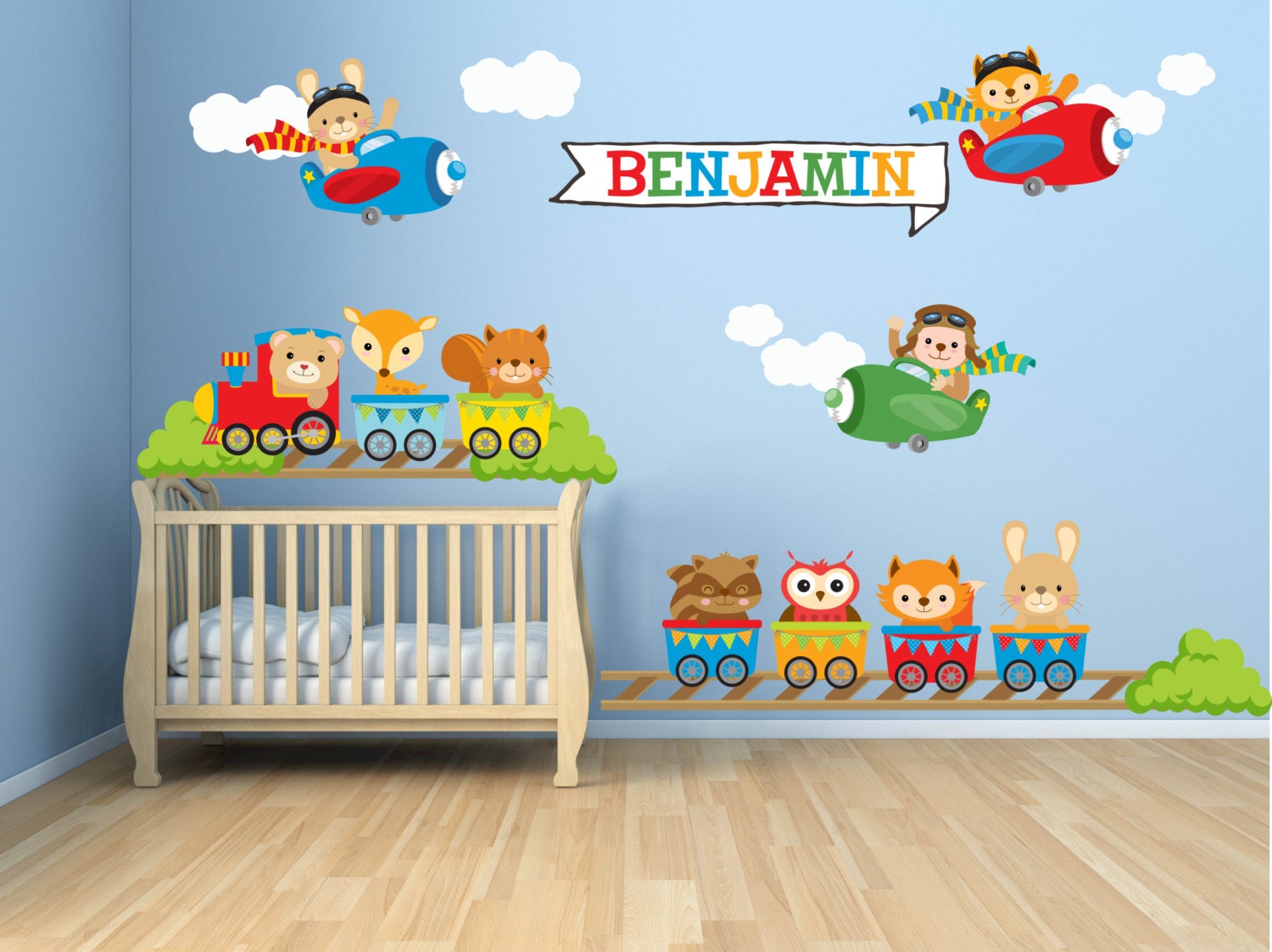 Kids Bedroom Wall Decals Nursery Wall Decals Animal Train   Il Fullxfull.752284000 50rc 