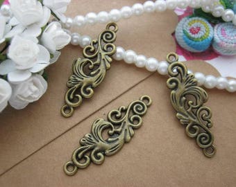 Vintage Metal Floral Charms Pendants 2 Loops Antique Bronze Silver Jewelry Findings Supplies Bracelet Necklace Making A2068