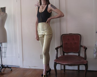 50's Gold Lurex Capris sz Sm