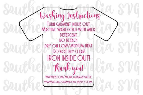 Download Vinyl Apparel Care Card Instructions Print and Cut File