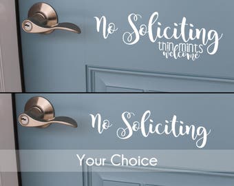 No Soliciting | Front Door Decal | Sticker for Front Door | No Soliciting Decal | Front Door Decor | Decal for Door