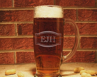 Personalized Beer Mug with Engraved Monogram Design Options & Font Selection OPTIONAL Monogrammed Magnetic Bottle Opener (Each)